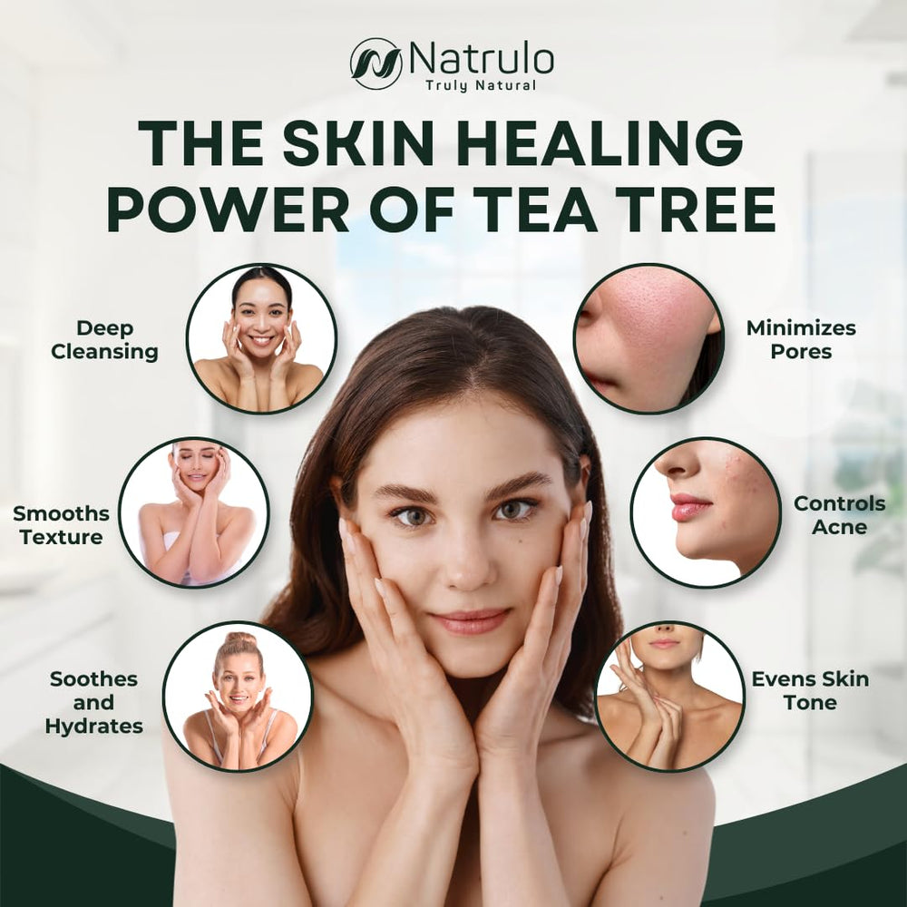 Jabón de árbol de té Natrulo, barra para cara y cuerpo, uso suave para piel sensible.