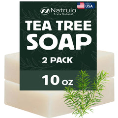 Jabón de árbol de té Natrulo, barra frontal, limpieza suave para cara y cuerpo.