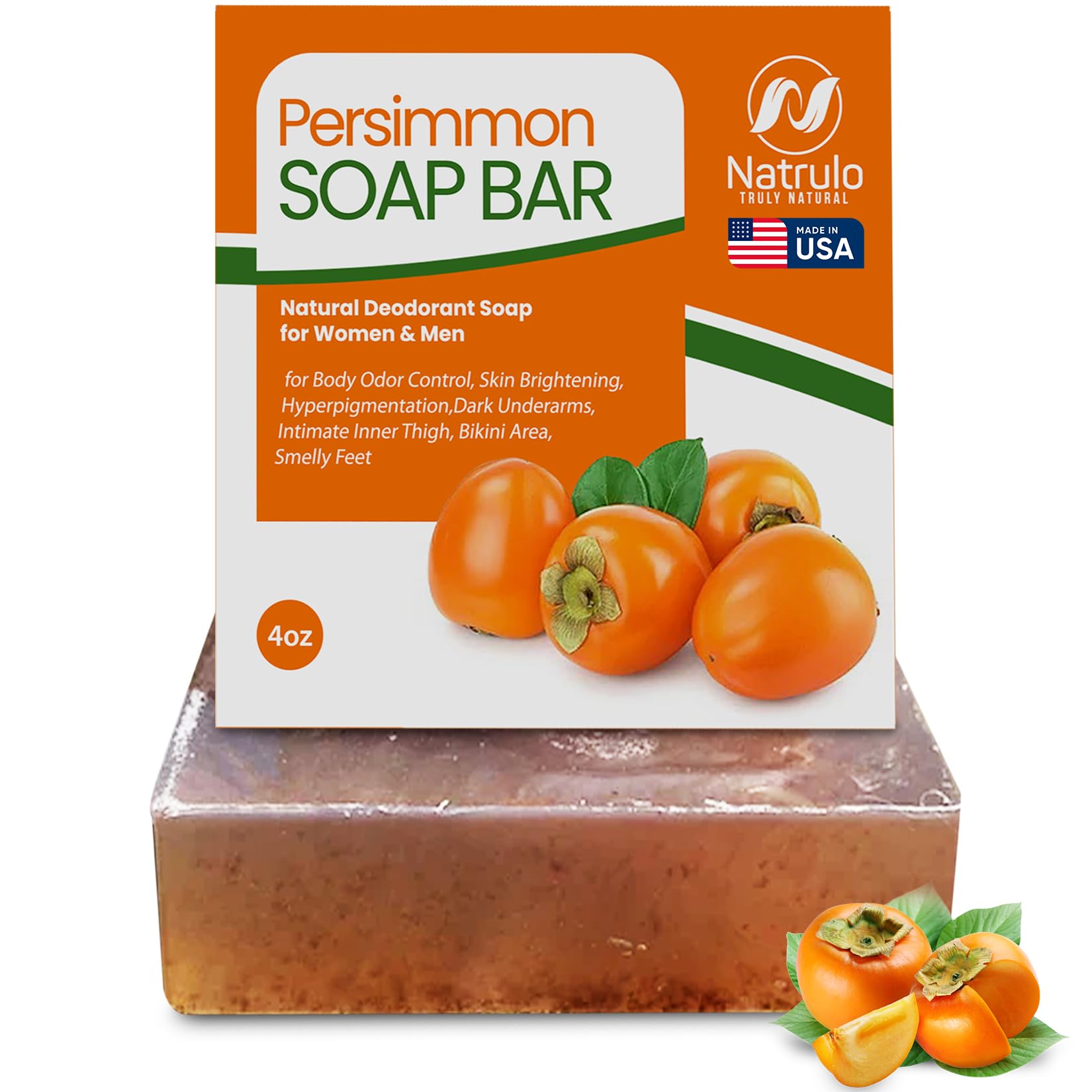 Natrulo Persimon barra-jabon-cuerpo para control del olor.