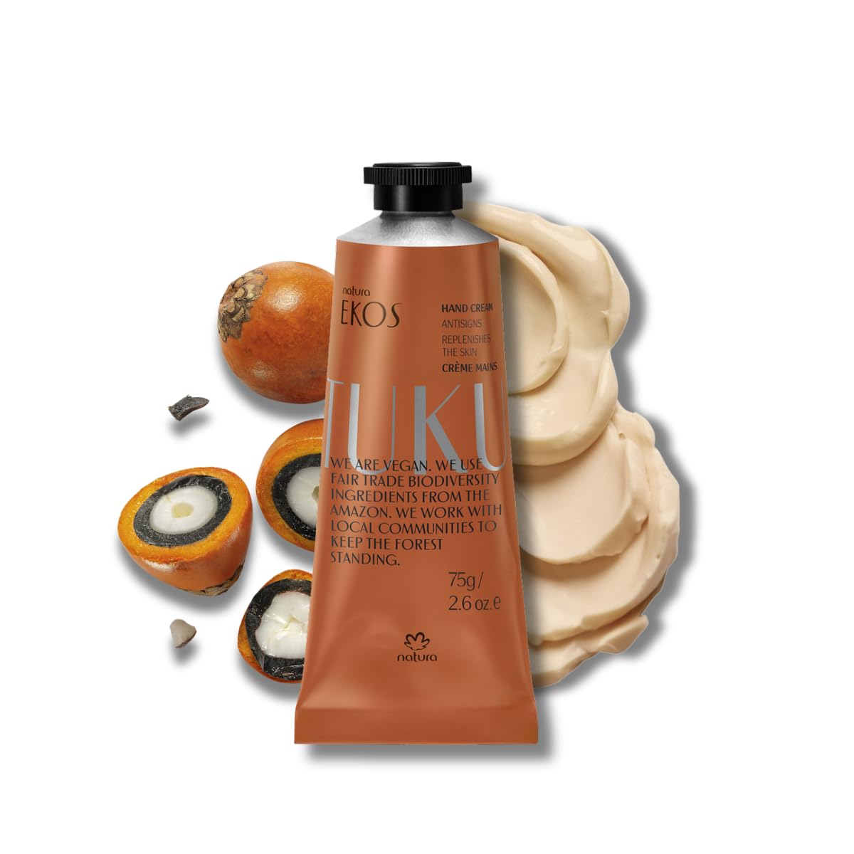 Natura Tukumã crema mano frente, hidratación suave para piel seca