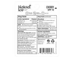 NATURAL bálsamo labial cereza SPF 15, etiqueta visible para identificación rápida.