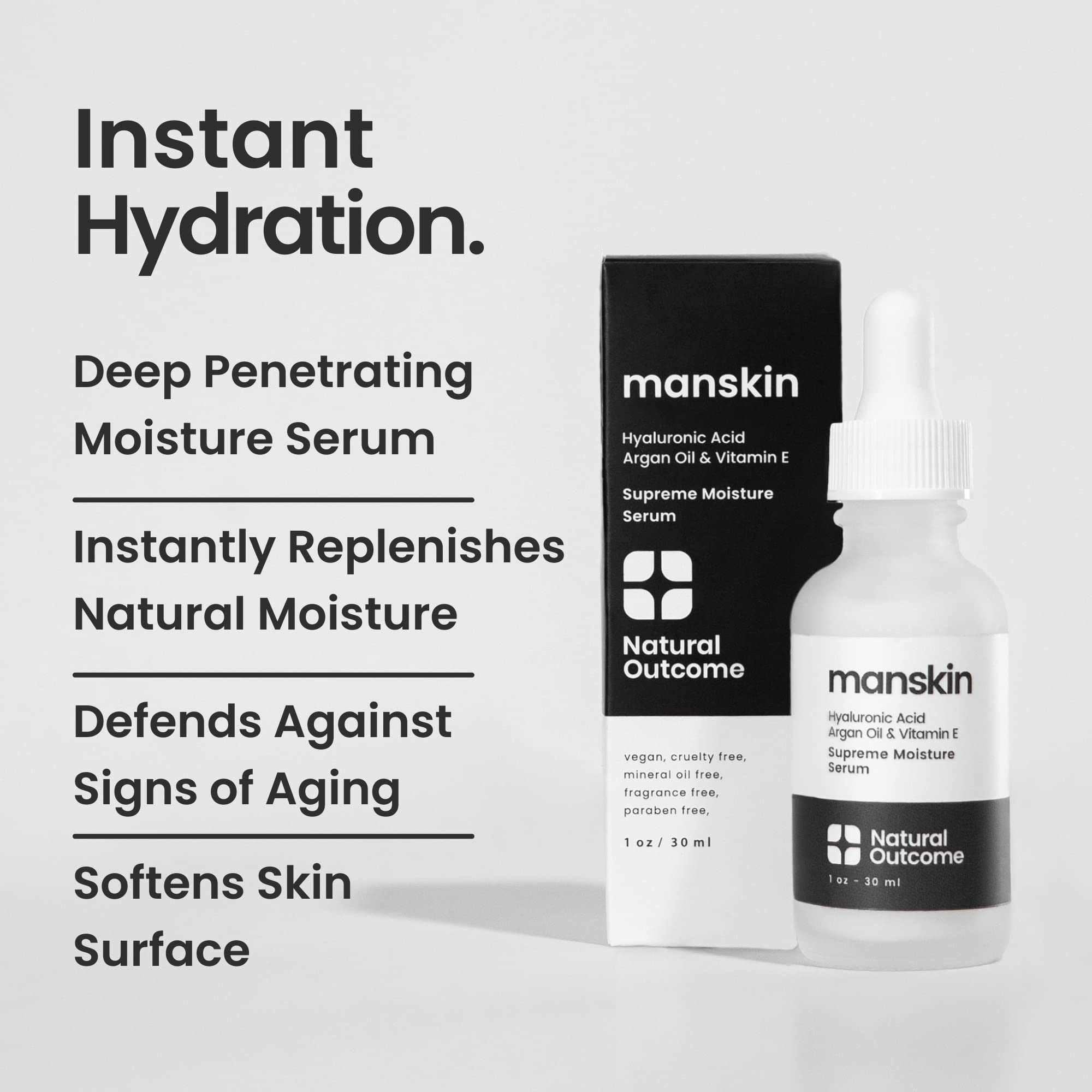 Aplicación del Serum Supreme para hombre en la cara, absorción rápida.