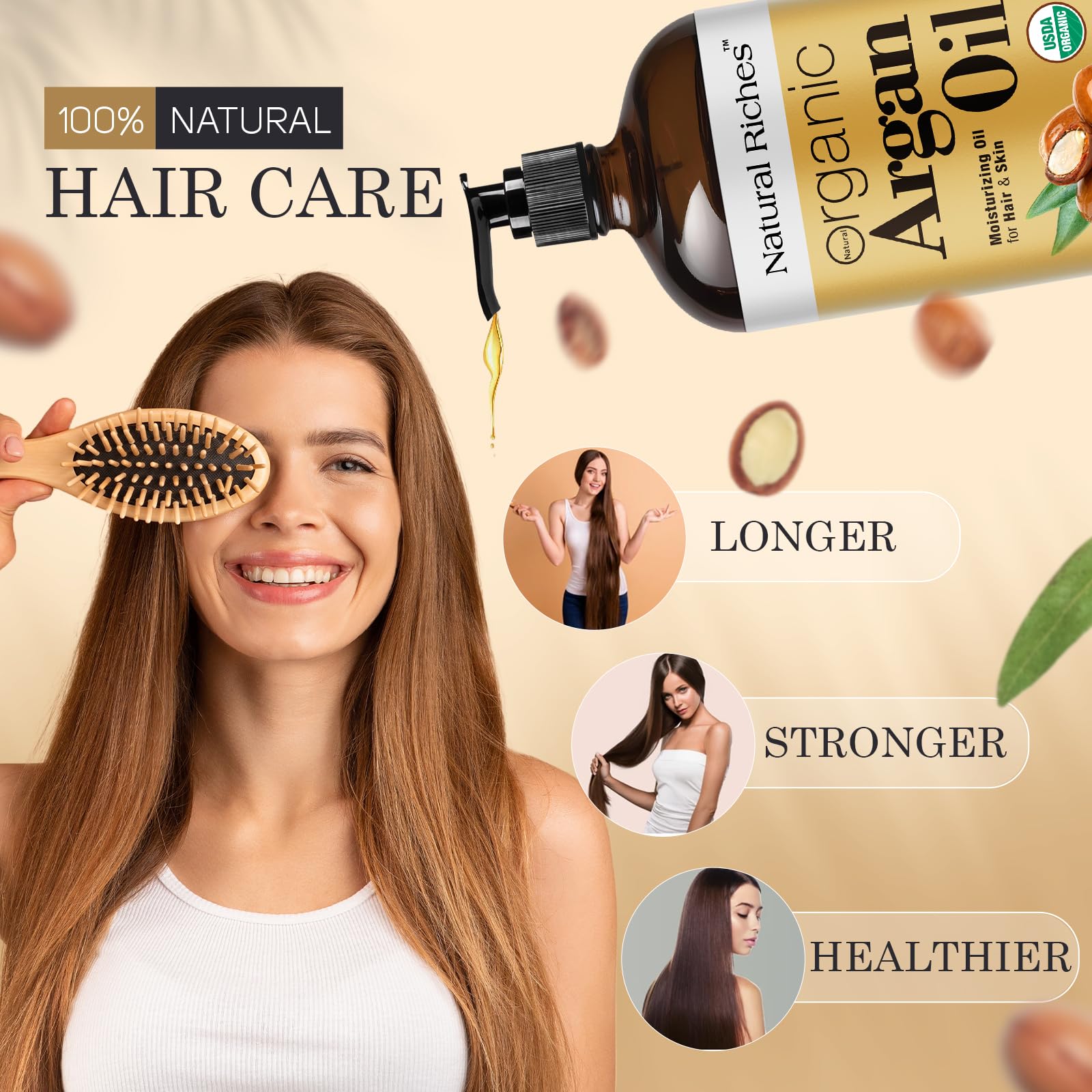 Natural Riches Aceite de Argán para piel y rostro con hidratación suave.