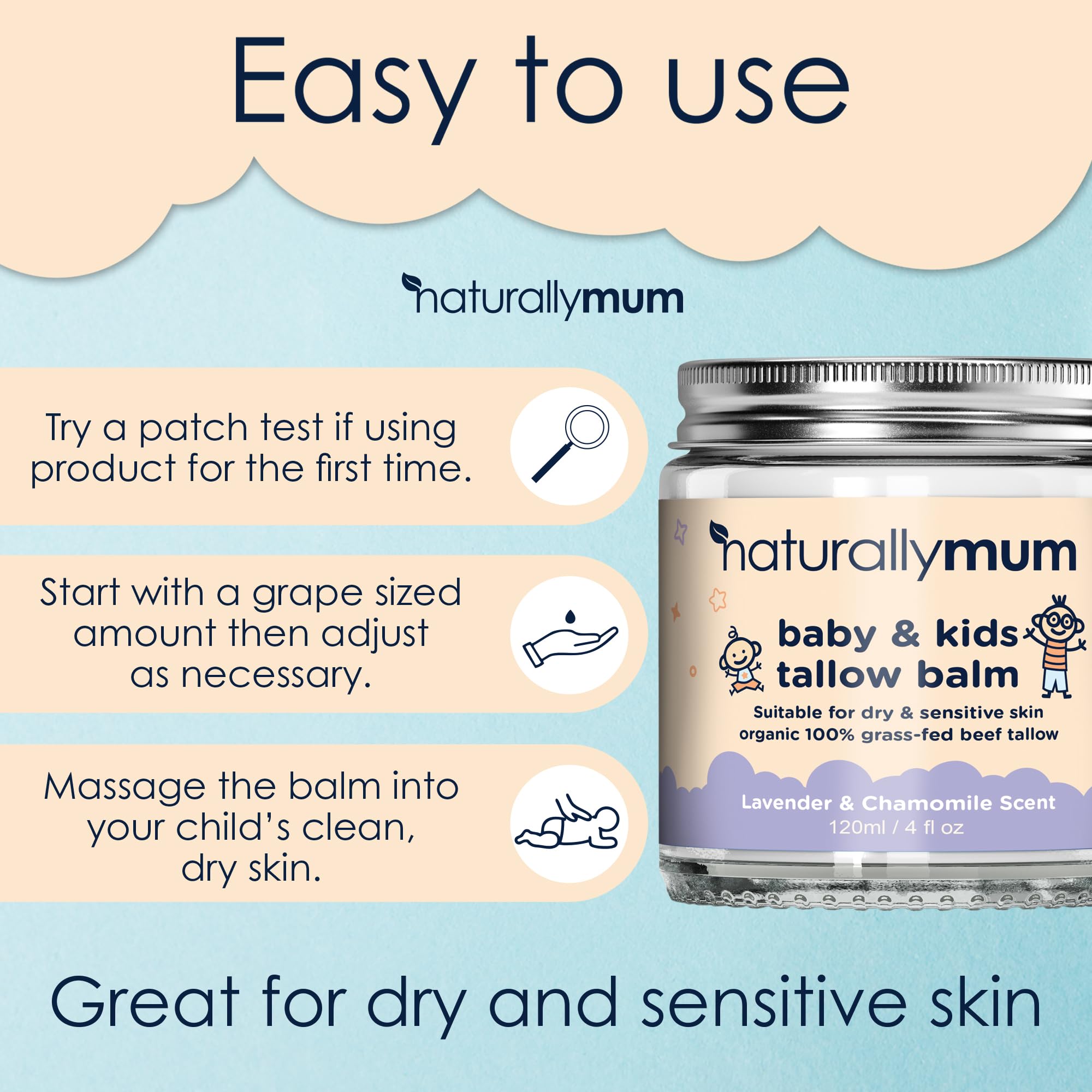 NaturallyMum aroma calmante de manzanilla y lavanda para la rutina nocturna.