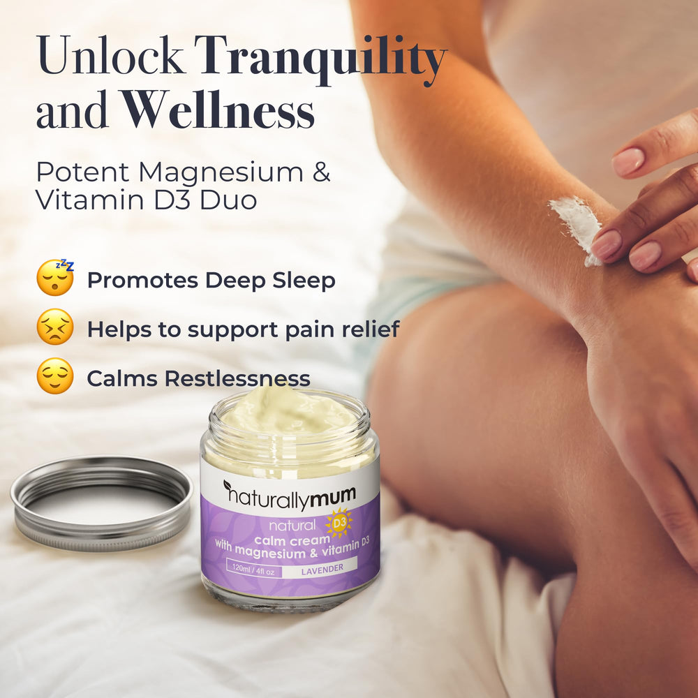 NaturallyMum crema magnesio d3 lavanda, textura cremosa para masaje relajante