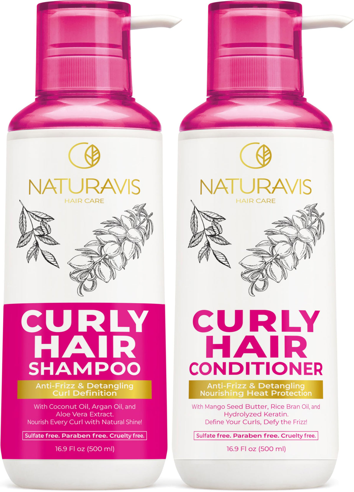 Naturavis champú rizado con aceite de argán para hidratación profunda y rizos definidos.