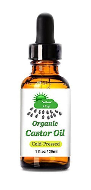 Nature Drop aceite de ricino en botella de vidrio, protegida por UV para conservar propiedades
