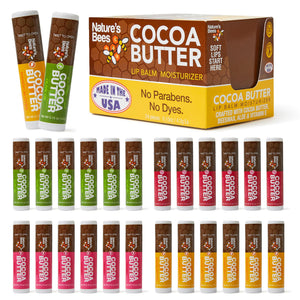 Nature’s Bees bálsamo labial cacao manteca, hidratación cremosa para labios secos