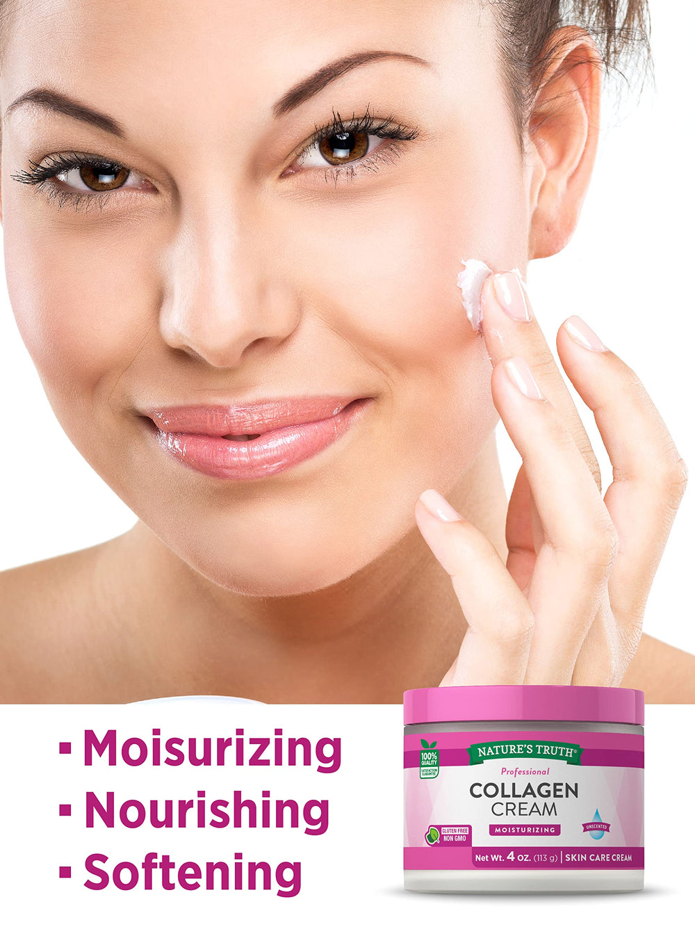 Nature's Truth Crema de Colágeno, aplicación facial suave para nutrición diaria.