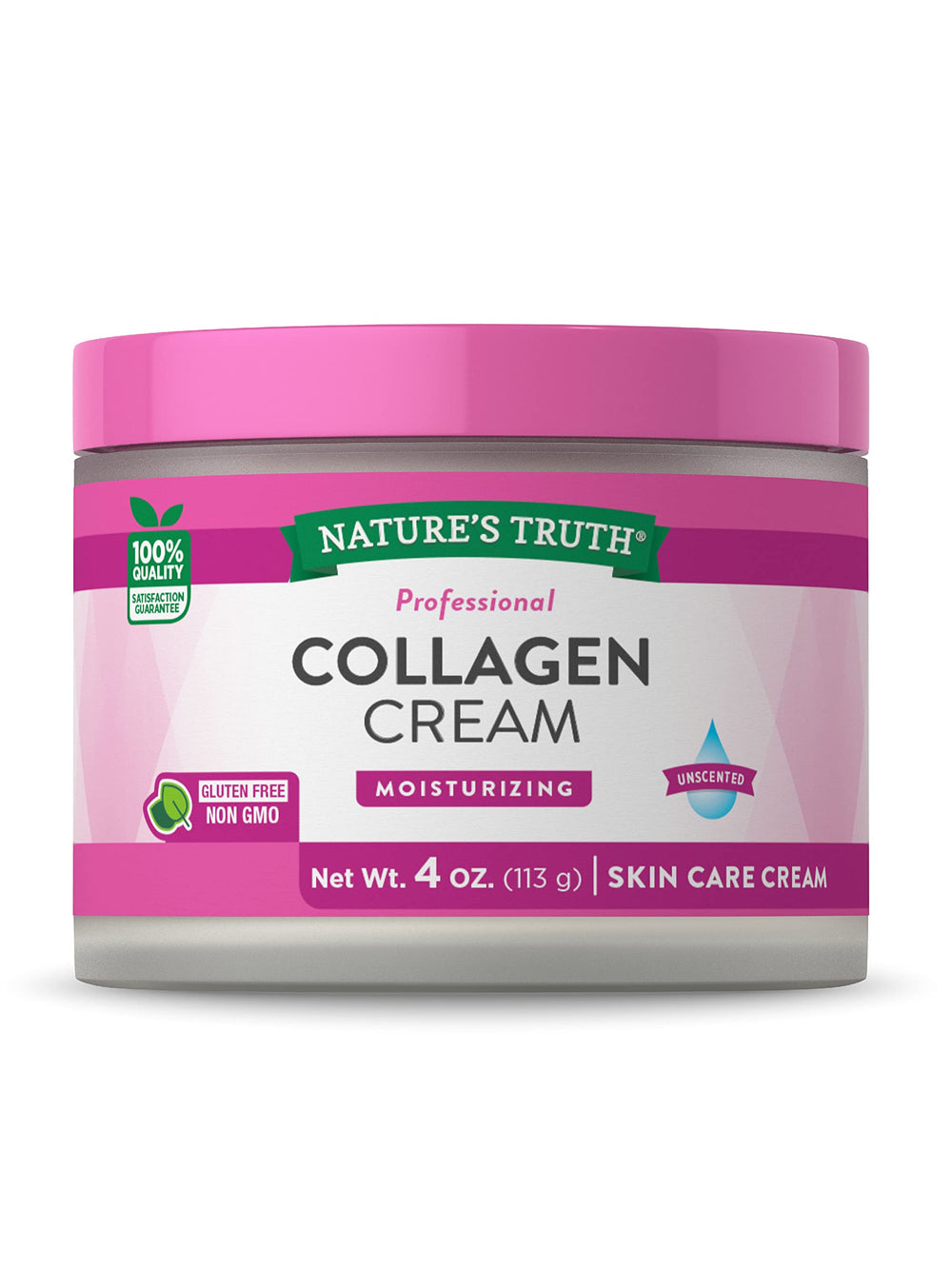 Nature's Truth Crema de Colágeno, bote 4 oz, hidratación profunda para rostro y cuerpo.