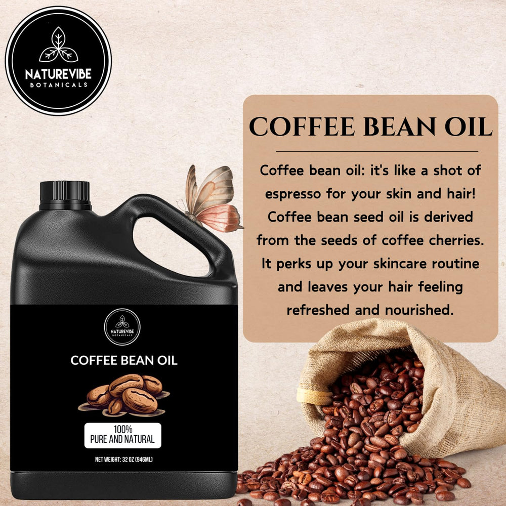 Aceite de cafe Naturevibe Botanicals para cabello y piel, uso versátil diario.