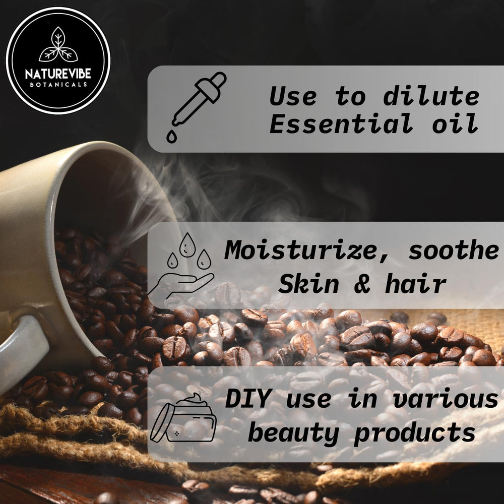 Aceite de cafe Naturevibe Botanicals en envase sellado para frescura constante.