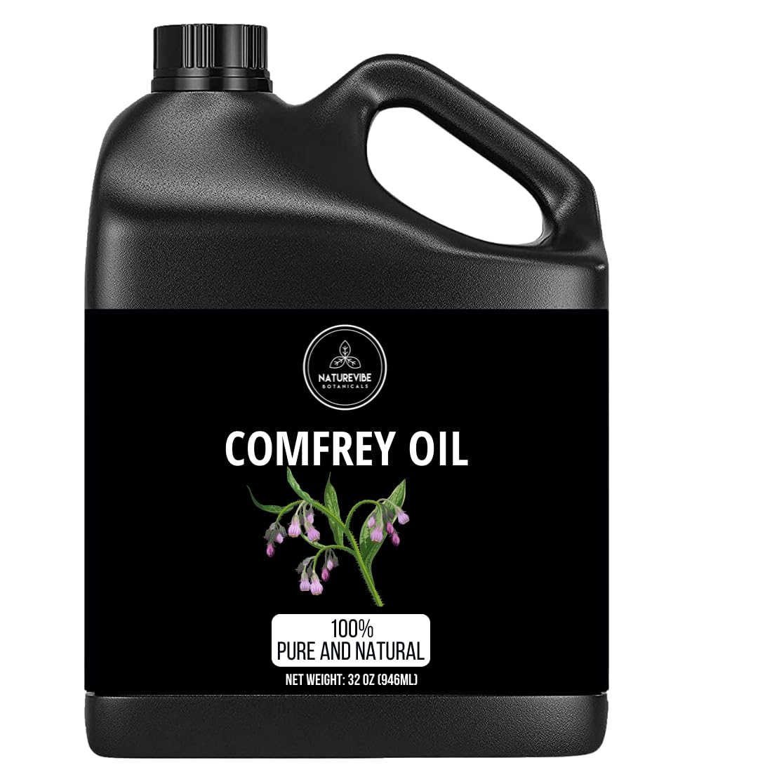Naturevibe Botanicals Aceite de Comfrey, frasco recerrable para uso diario.