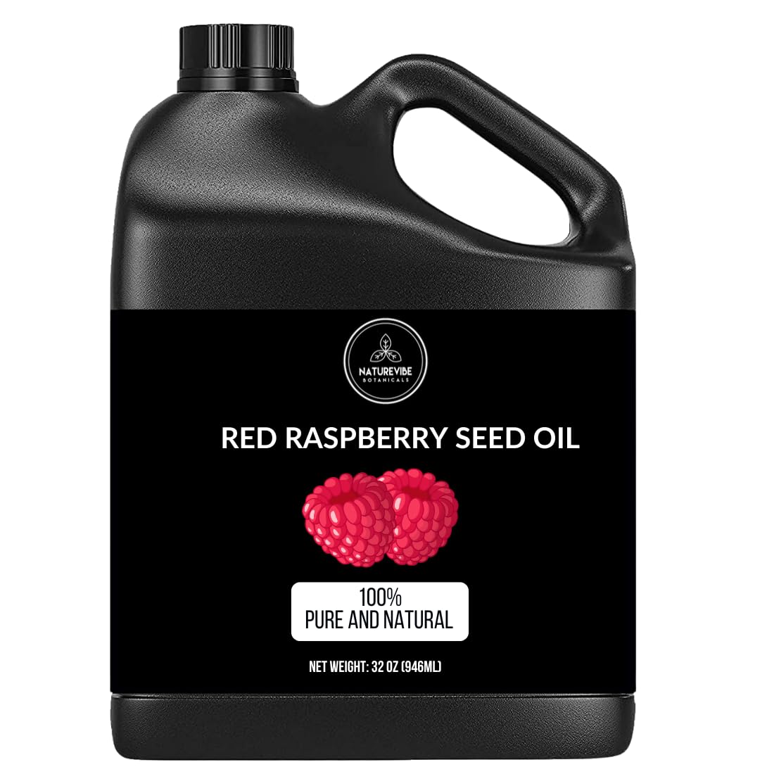 Naturevibe Botanicals Aceite de Frambuesa Rojo en frasco resellable para frescura.