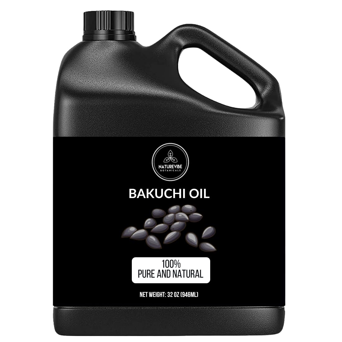 Naturevibe Botanicals Bakuchi aceite 32 onzas, botella para uso prolongado en cuidado de la piel.
