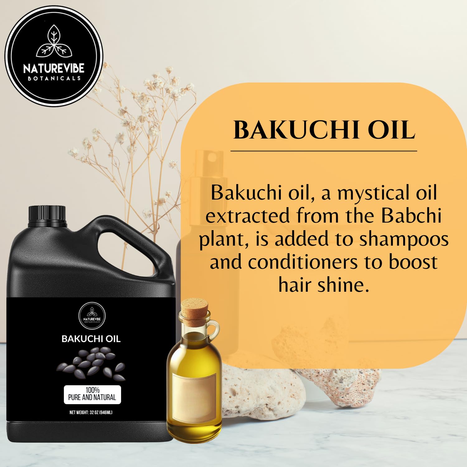 Bakuchi aceite para cuidado diario del cabello, Naturevibe Botanicals.