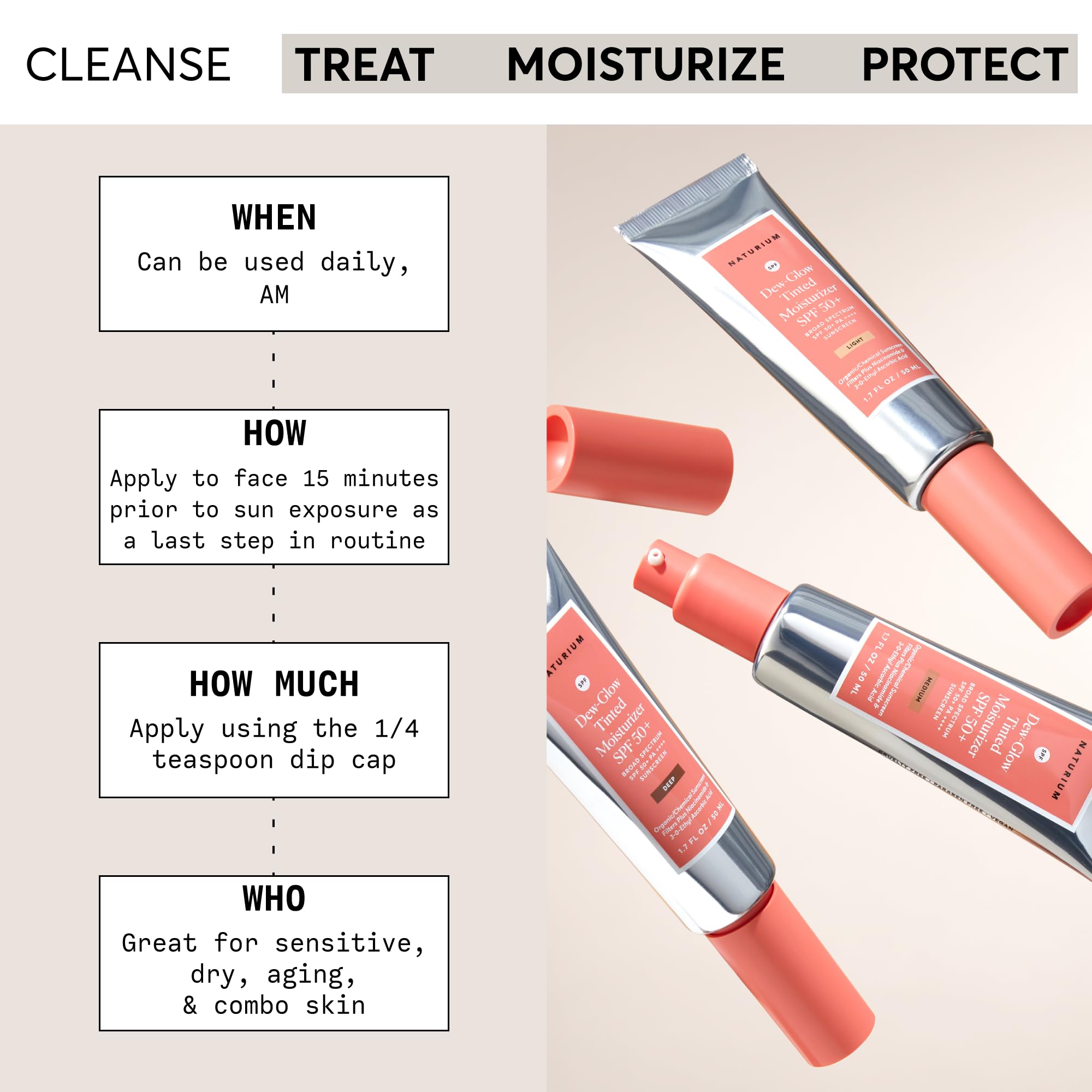 Naturium Dew-Glow Tinted Moisturizer SPF 50+ with Niacinamide for complexion appearance