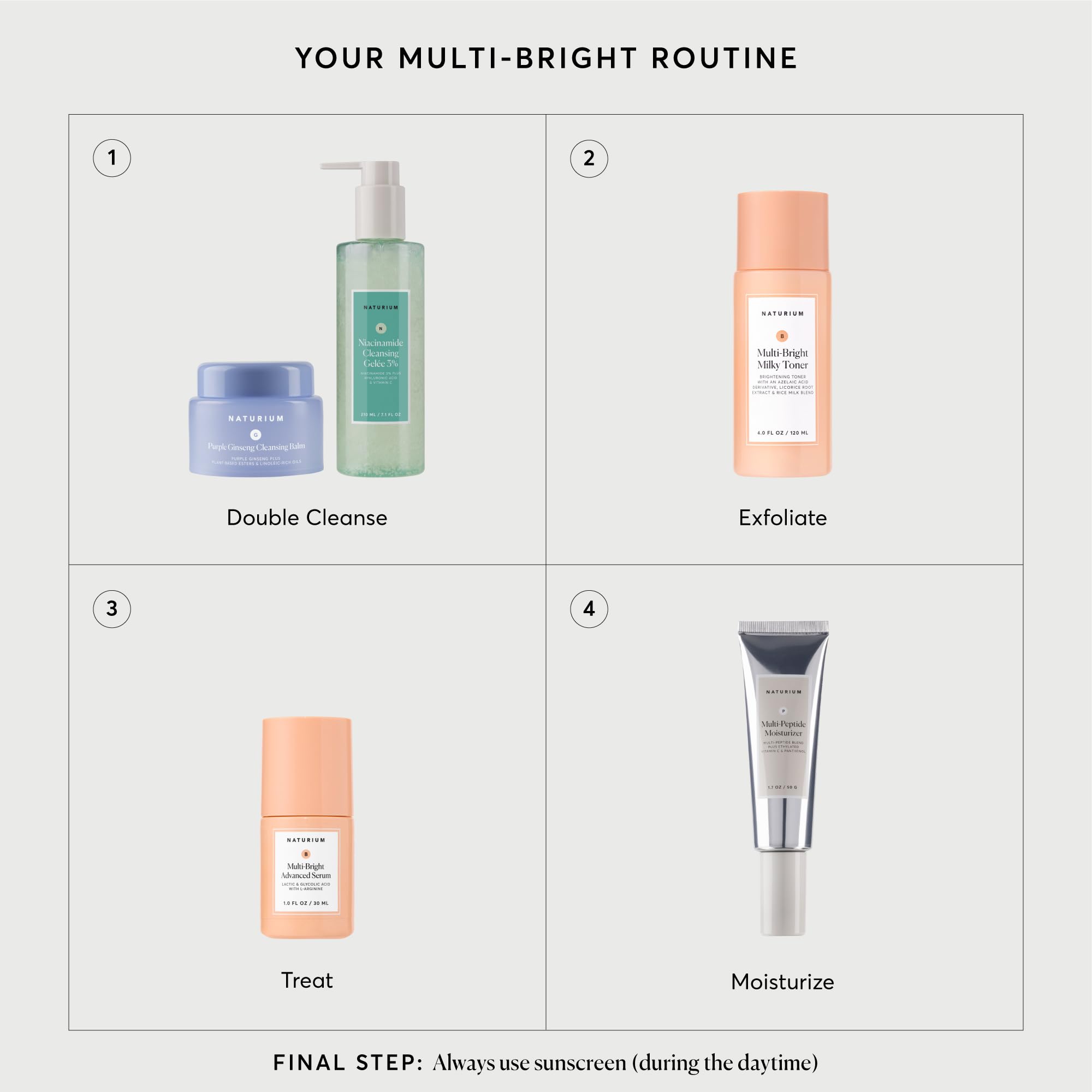 Naturium Multi-Bright Milky Toner, aplicacion-diaria: uso diario suave en mañana y noche.