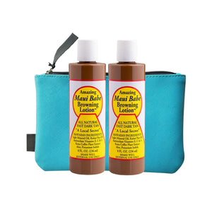 Nautical Crush Maui Babe Browning Lotion muestra la botella y promueve bronceado profundo en sesiones de sol cortas.