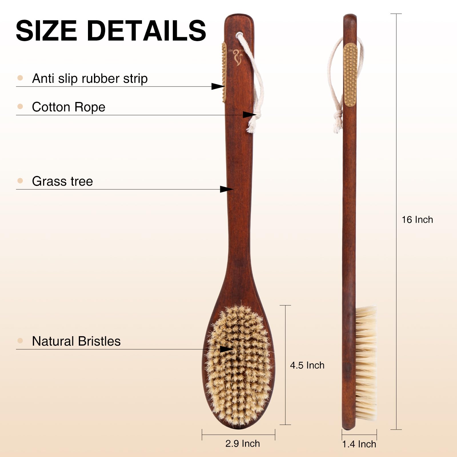Cepillo de madera sostenible NENO CICI para exfoliación diaria.