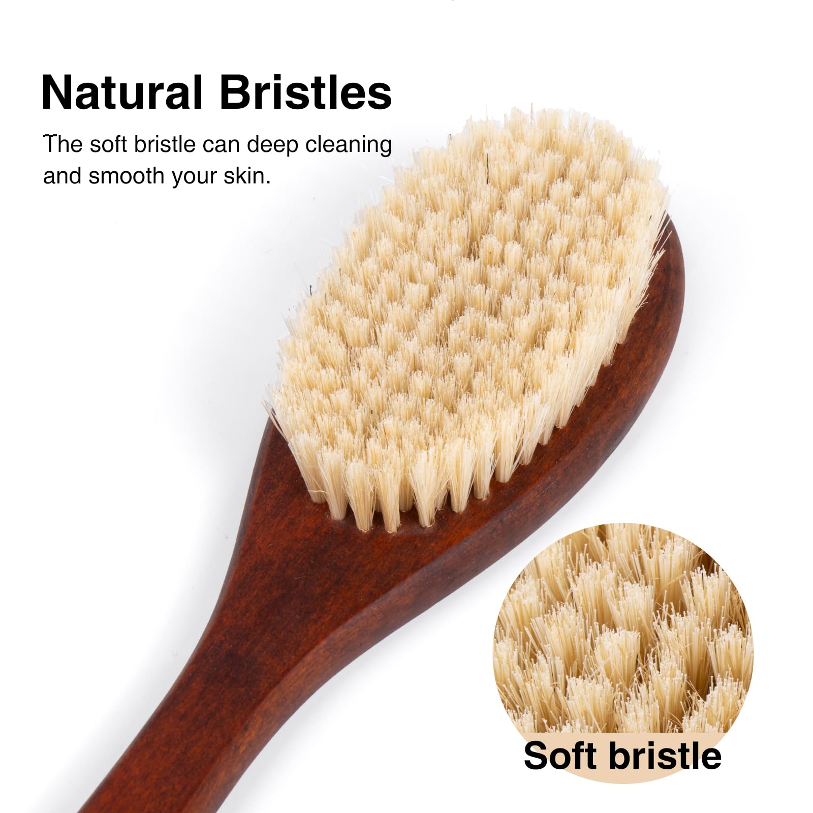 NENO CICI cepillo corporal para ducha, cerdas naturales, mango ergonómico.
