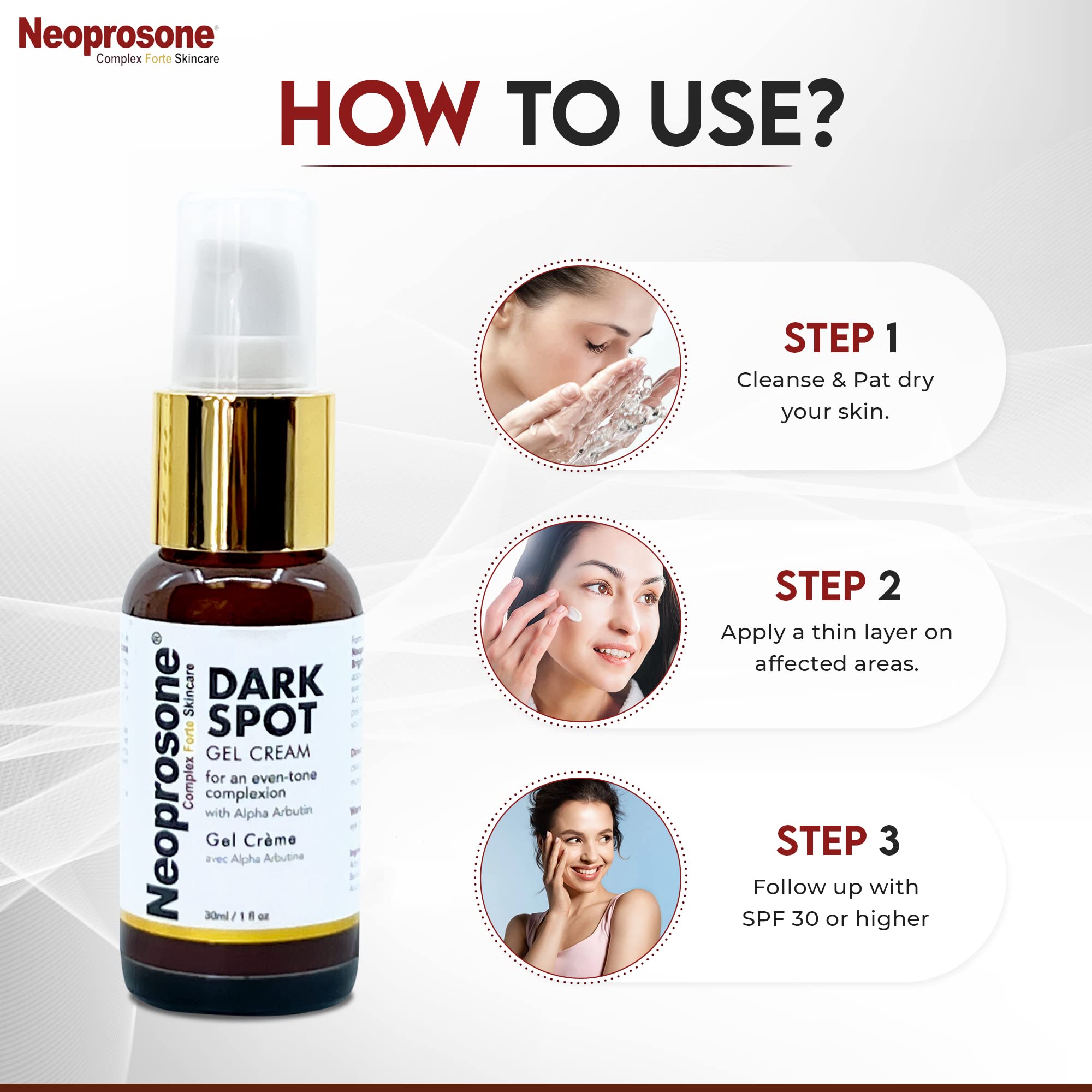 Neoprosone tratamiento para zonas corporales con manchas.