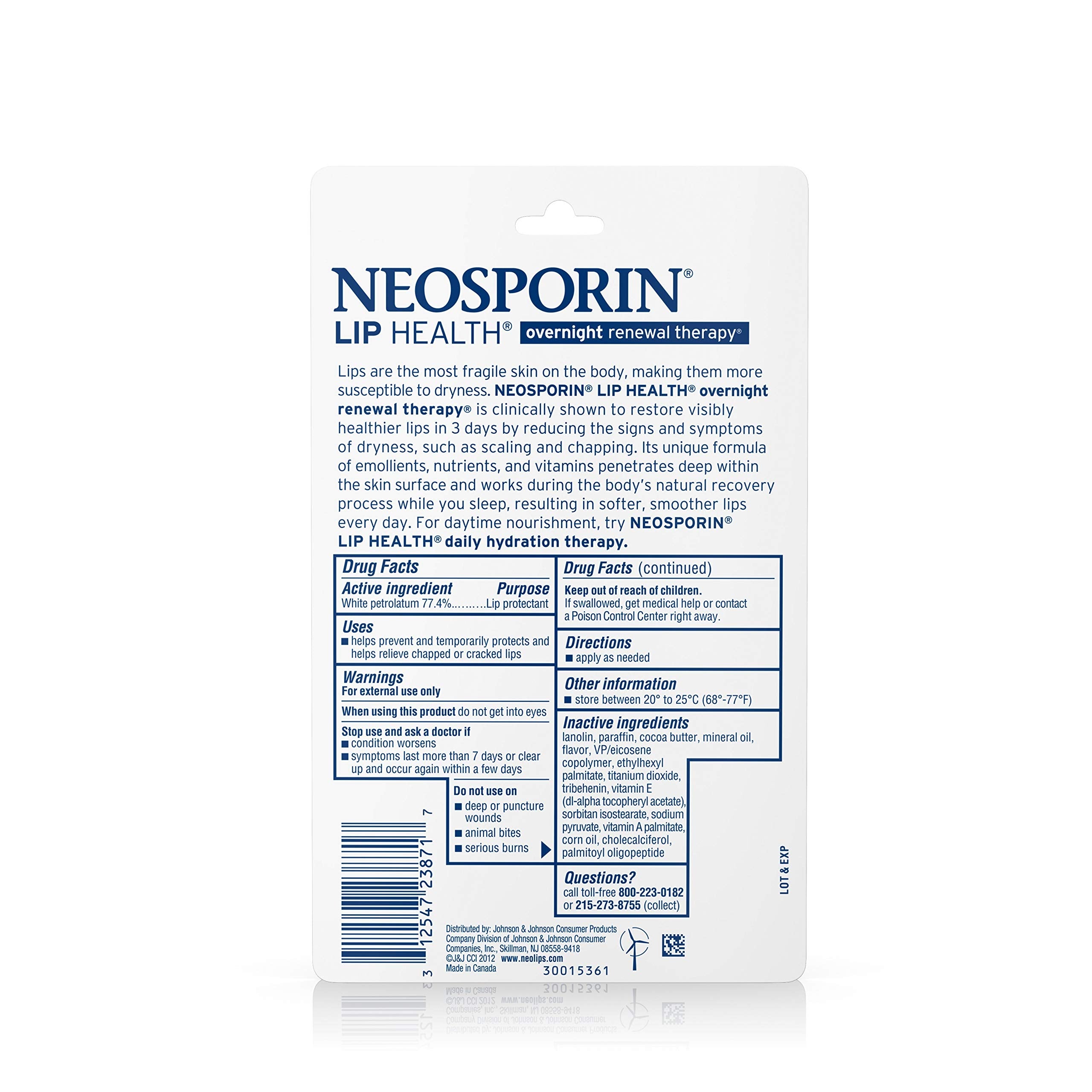 Neosporin incluye antioxidantes y lípidos esenciales para reparar labios.