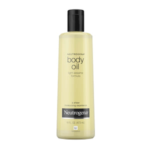 Neutrogena Aceite Corporal Light Sesame Formula, envase de 473 ml, hidratacion suave para piel seca.
