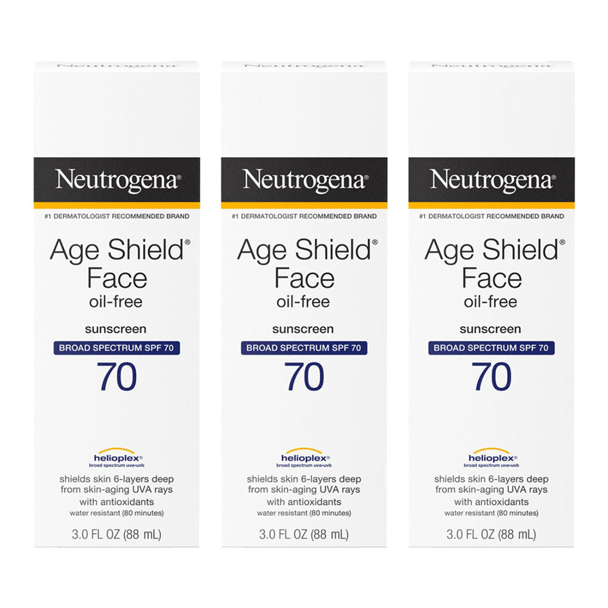 Neutrogena Age Shield: botella de protector SPF70 para uso diario