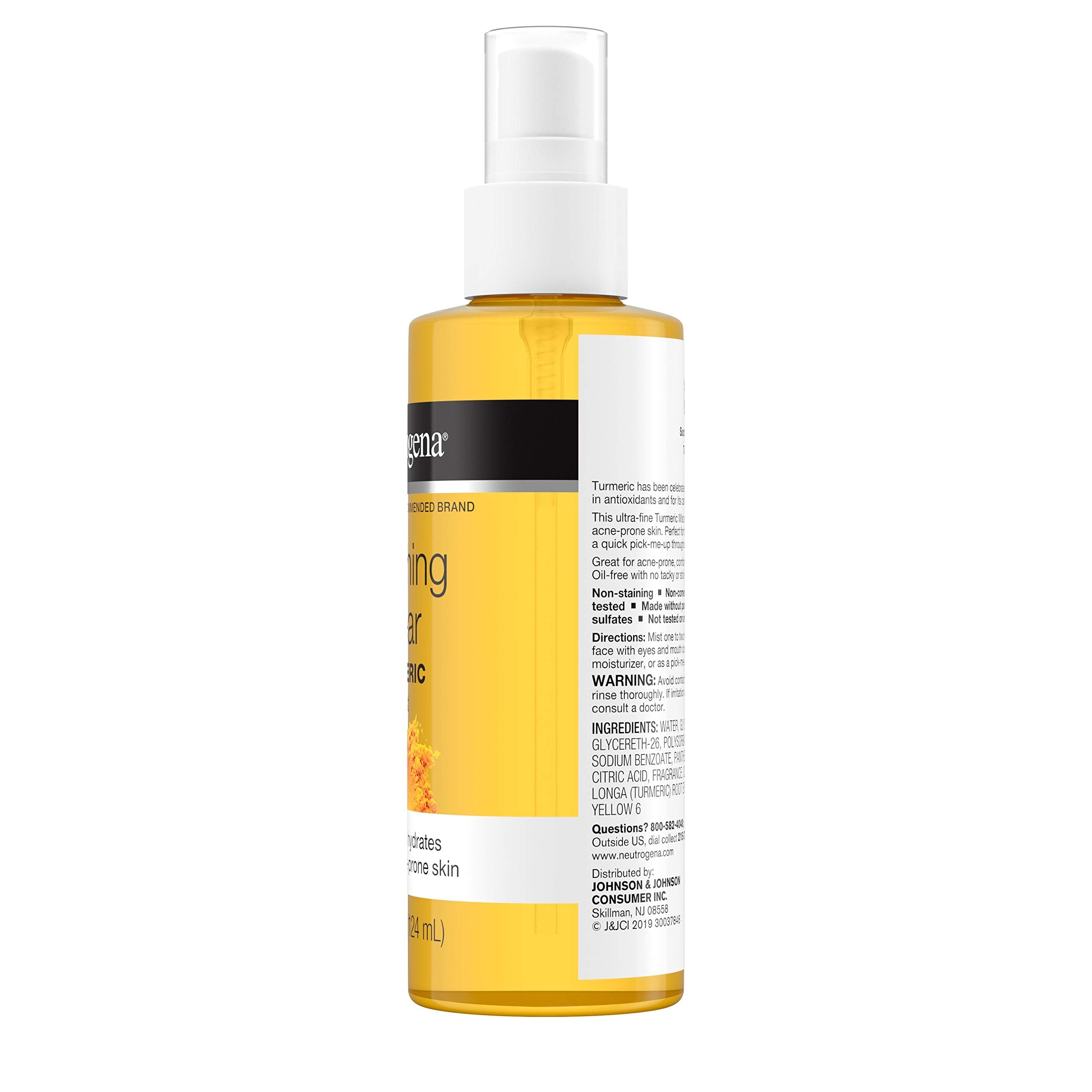 Aplicación diaria con Neutrogena curcuma mist para uso en viaje.