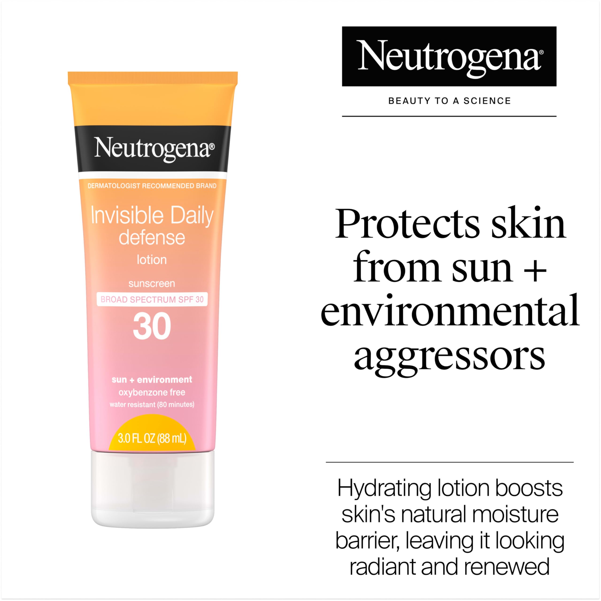 Neutrogena Invisible Daily Defense: aplicación rápida, textura ligera y sin residuo blanco.