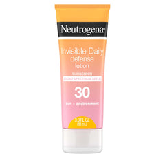 Neutrogena Invisible Daily Defense, botella con SPF 30 para protección diaria de rostro y cuerpo.