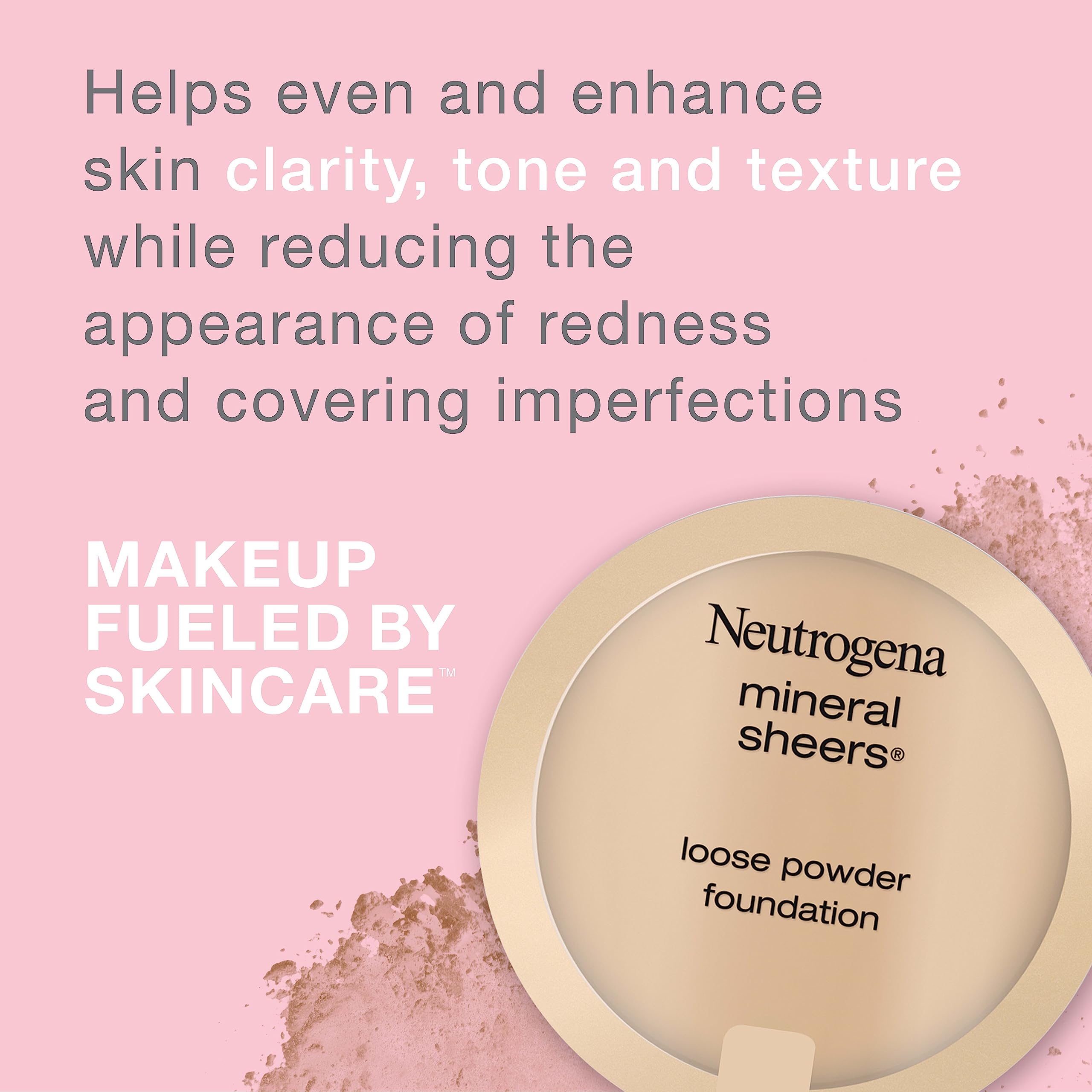 Neutrogena Mineral Sheers: envase libre de talco para piel sensible.