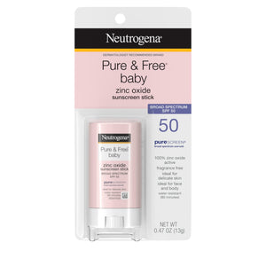 Neutrogena Pure & Free barra solar para bebé, SPF 50, protección mineral