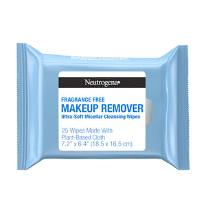 Neutrogena toallitas desmaquillantes micelares sin fragancia, empaque práctico para uso diario