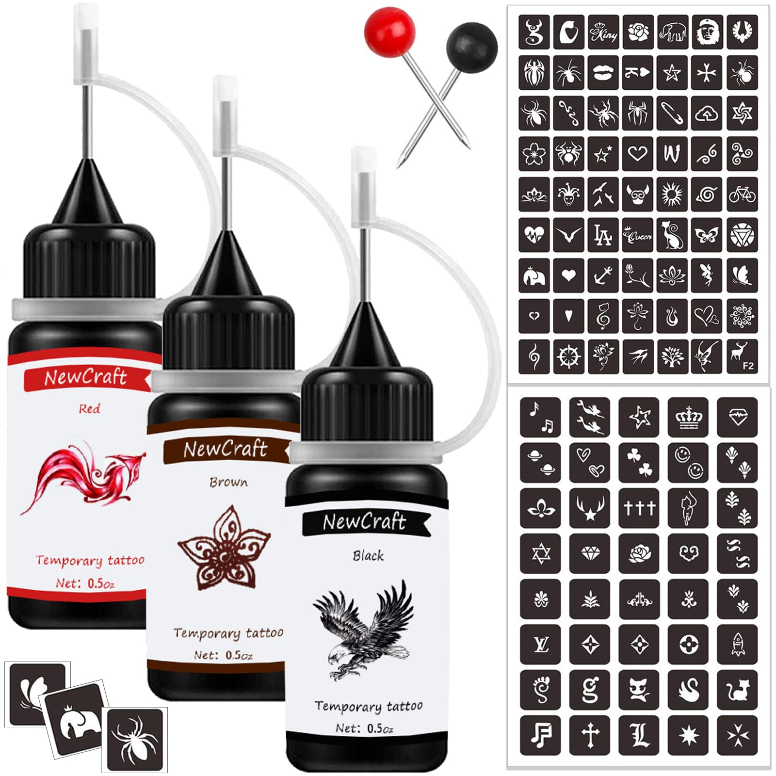 NewCraft kit de tatuaje temporal con 103 plantillas para diseño
