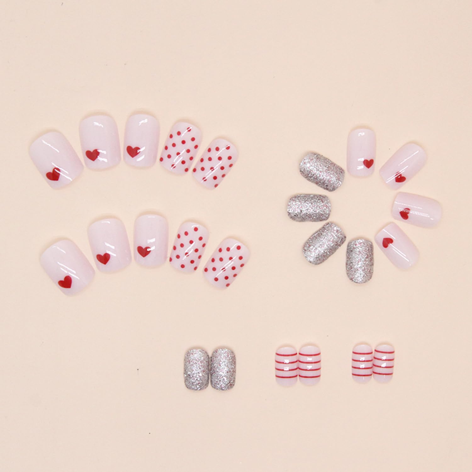 Uñas NEWSPIED Valentín con brillo rosa, ideales para fiestas y regalos