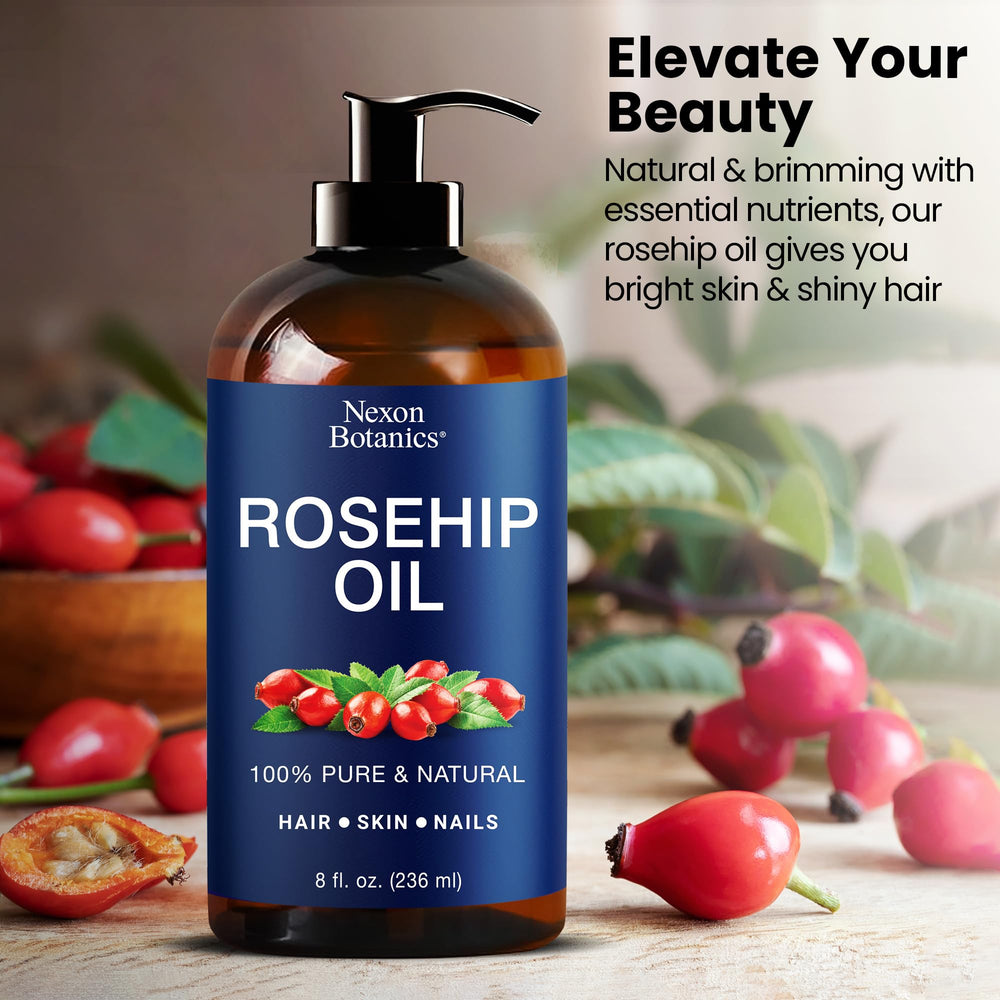 Nexon Botanics Aceite Rosa Mosqueta con gotero para aplicación precisa.