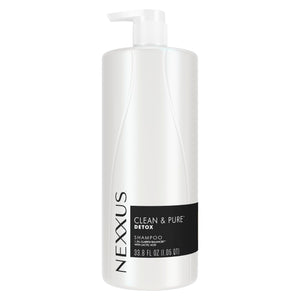 Nexxus champú clarificante en botella; limpieza profunda para cabello suave.