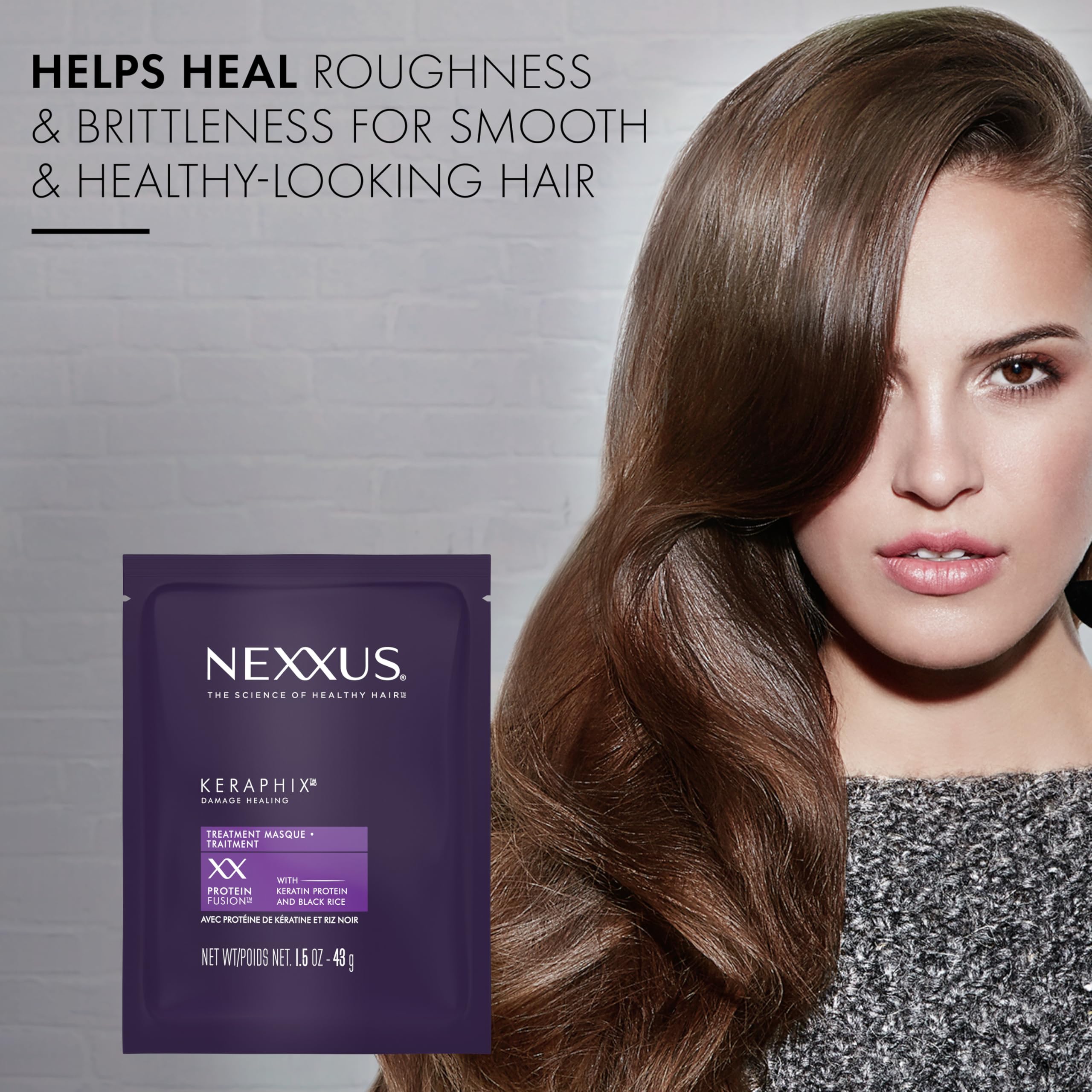 Nexxus Keraphix Mascarilla con aroma suave durante la aplicación.