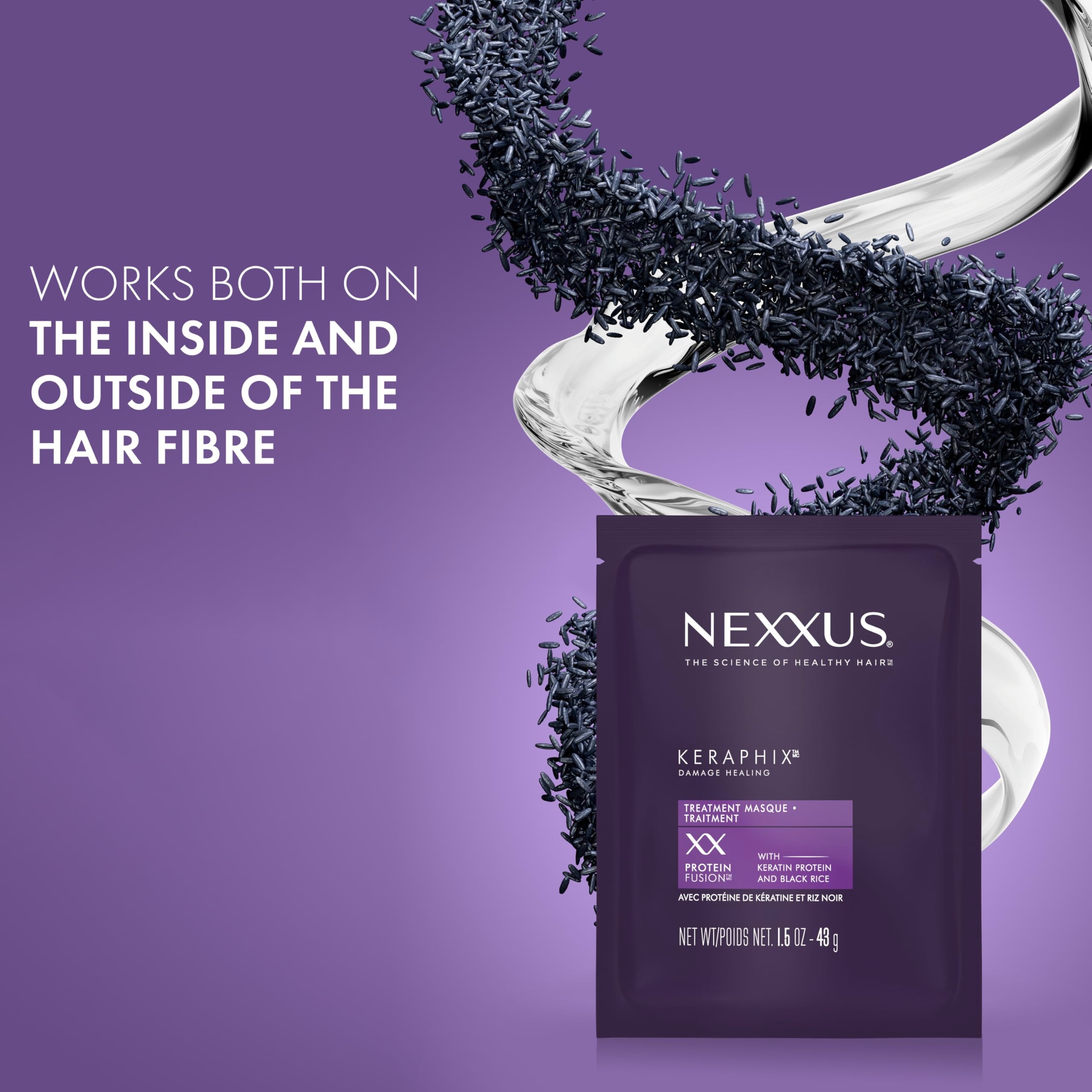 Nexxus Keraphix Mascarilla en bote de 1.5 oz, uso práctico.