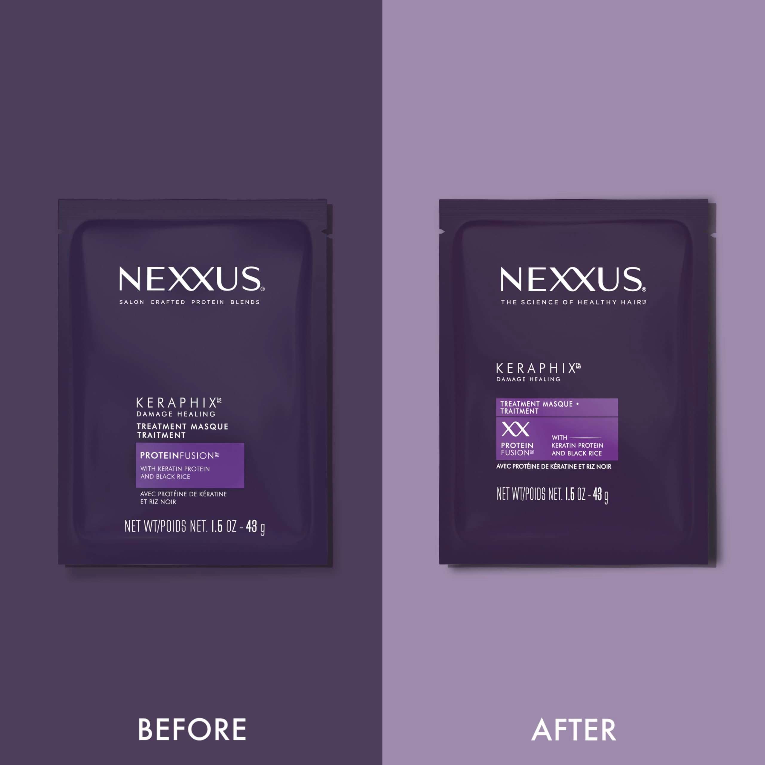 Nexxus Keraphix Mascarilla en ritual de reparación paso a paso.