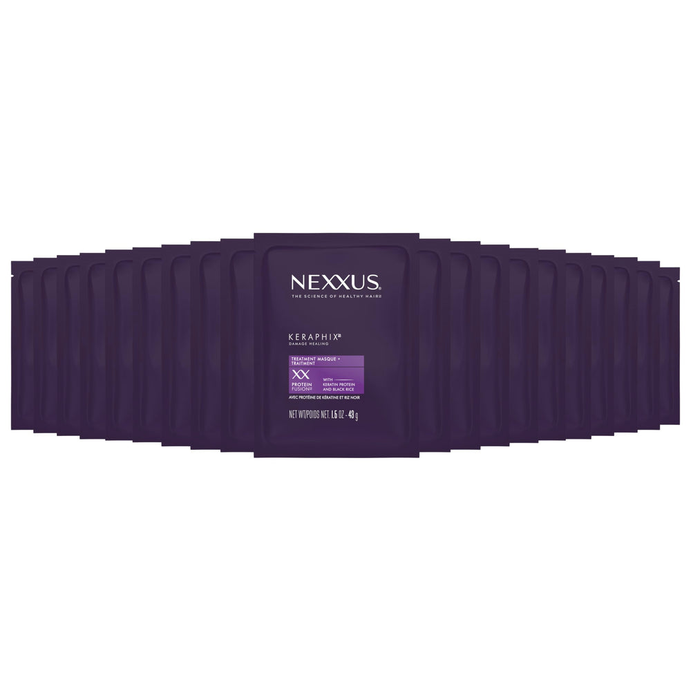 Nexxus Keraphix Mascarilla: textura cremosa para cabello dañado, suaviza la fibra.