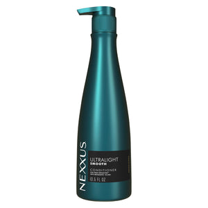 Nexxus Ultralight Smooth Conditioner botella, cabello suave y sin frizz en humedad.