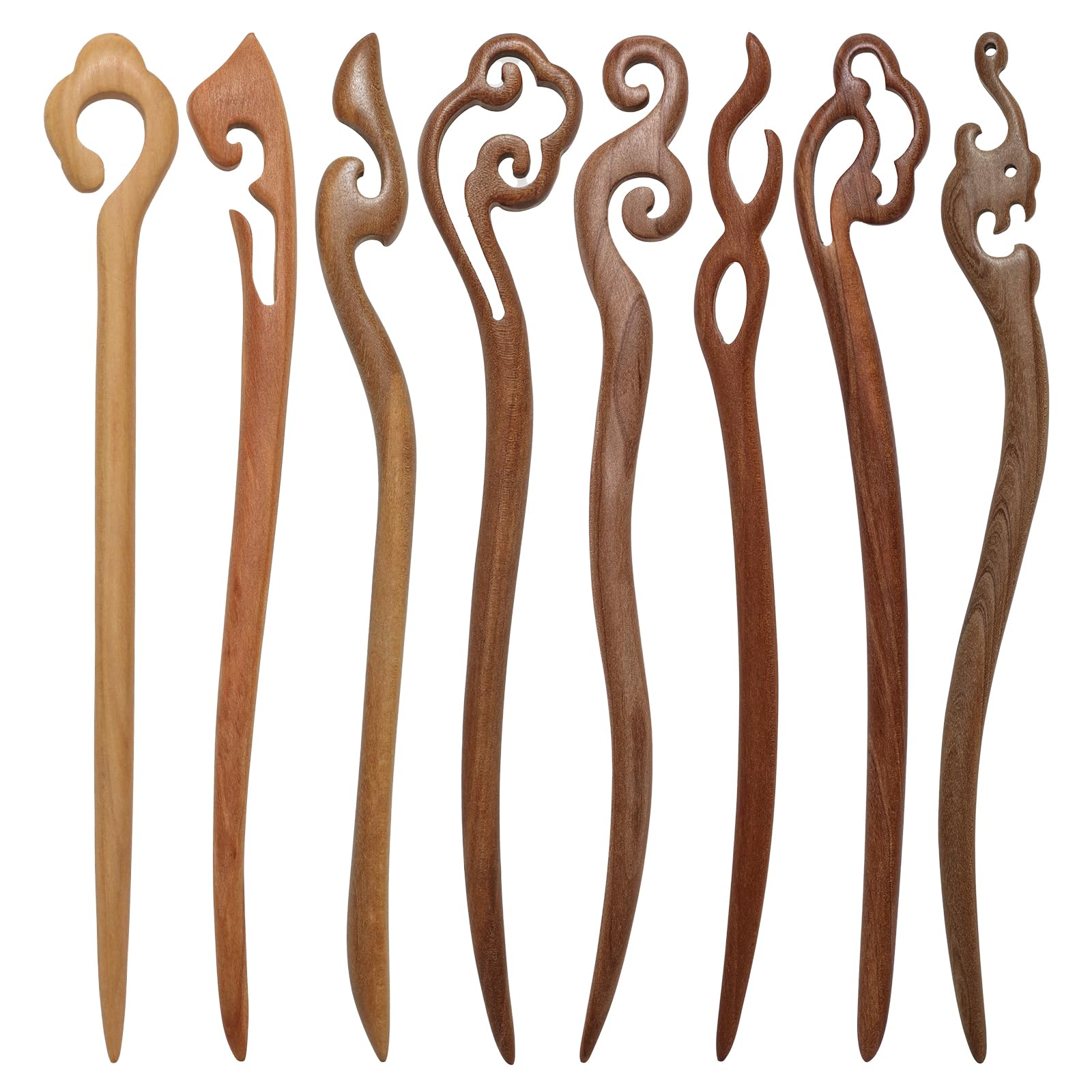 Ngdhkd palillos de pelo de madera, clásico diseño con grabados para recogidos elegantes.