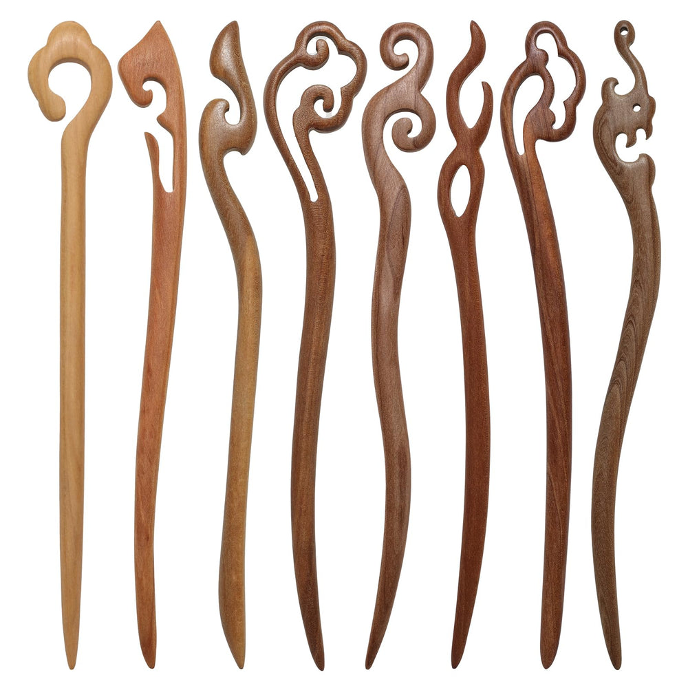 Ngdhkd palillos de pelo de madera, clásico diseño con grabados para recogidos elegantes.