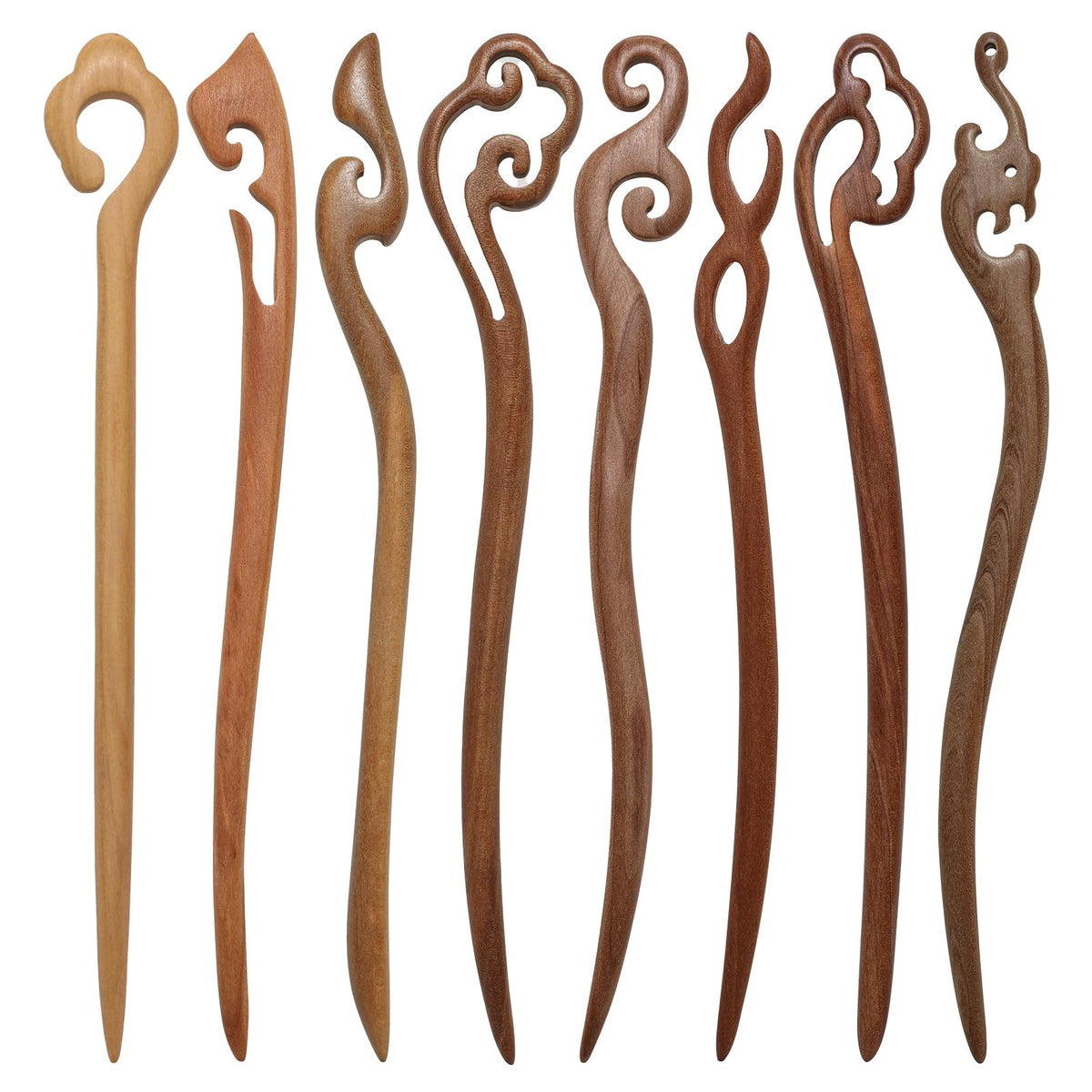 Ngdhkd palillos de pelo de madera, clásico diseño con grabados para recogidos elegantes.