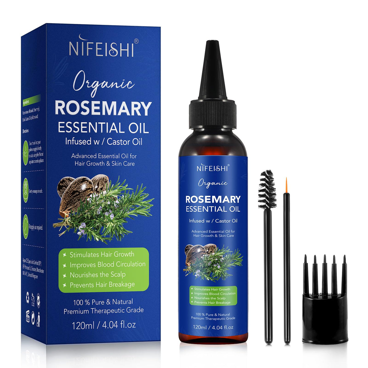 NIFEISHI Aceite romero botella 120ml para crecimiento capilar y hidratación