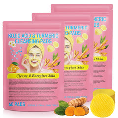 NIFEISHI discos exfoliantes de cúrcuma para rostro, paquete de 120, limpieza suave diaria.