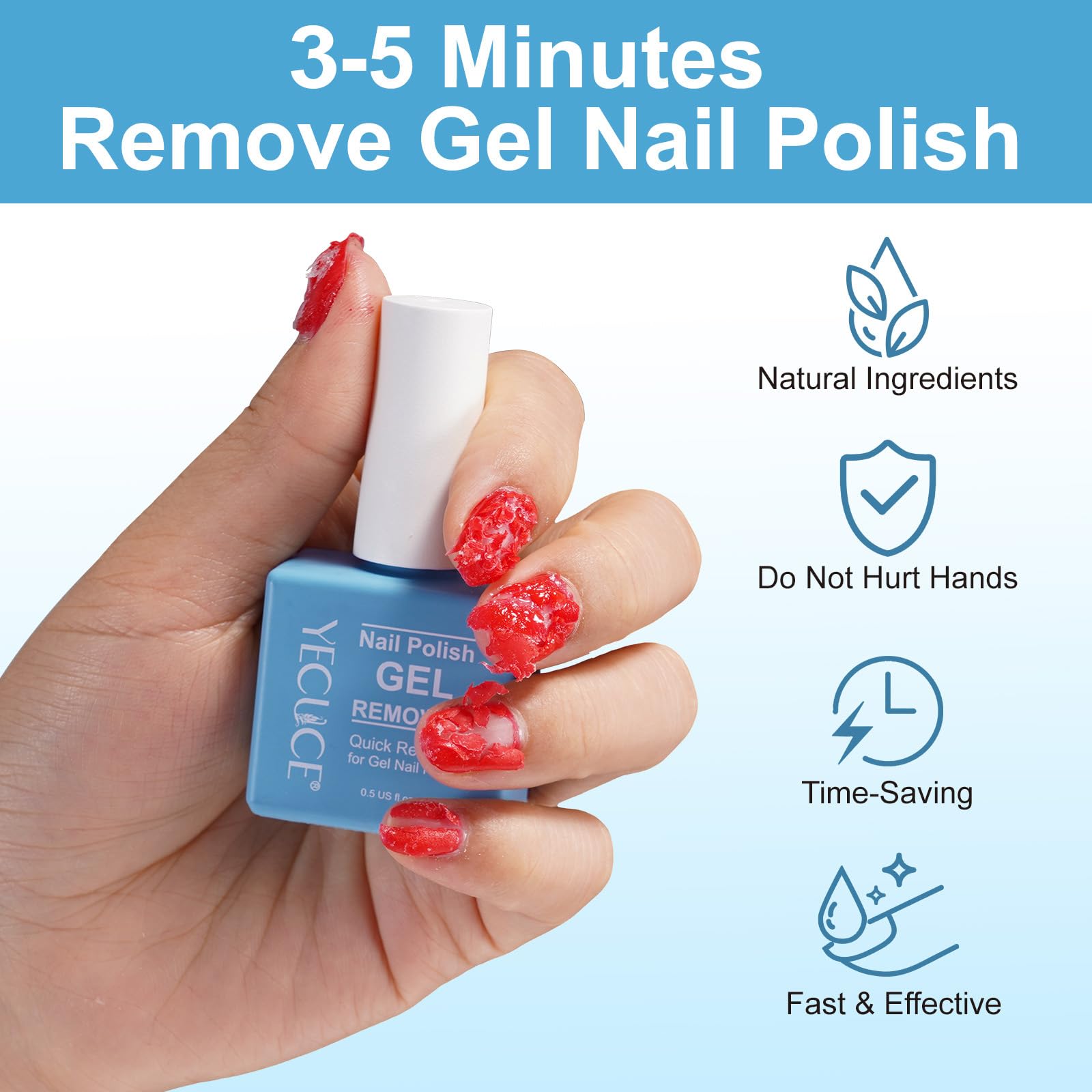 Aplicación de capa delgada con removedor gel NIFEISHI para cuidado suave de uñas.